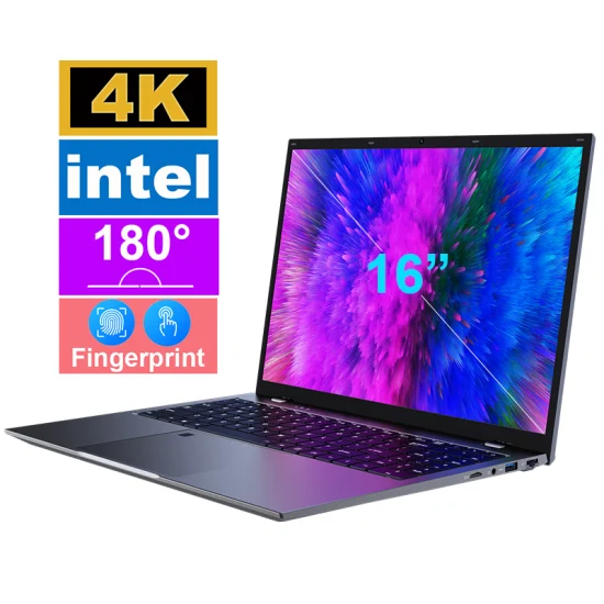Laptop 4K com impressão digital ultrafina, RAM, 16 GB, armazenamento, 512 GB, notebook, PC